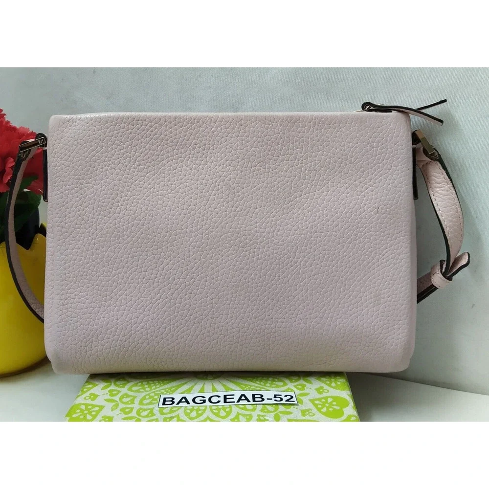 Kate Spade New York Pink Pebbled Leather Double Zipper Closure Crossbody Bag